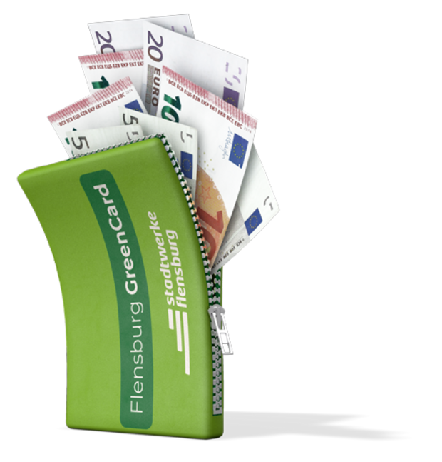 Abbildung der Greencard, der Kundenkarte der Stadtwerke Flensburg.