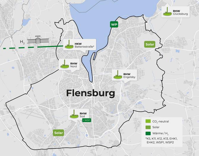 CO2-neutrale Erzeugerstandorte der Stadtwerke Flensburg