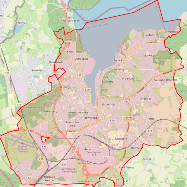 Ansicht des Netzgebeites der Stadtwerke Flensburg in Flensburg