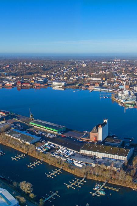 Luftbild des Flensburger Stadtteils Hafen-Ost