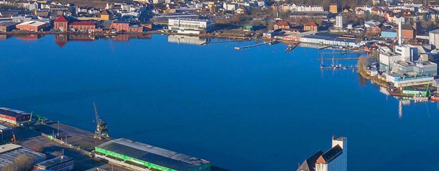 Luftbild des Flensburger Stadtteils Hafen-Ost