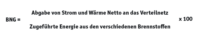 Berechnungsformel zum Brennstoffnutzungsgrad im HKW.