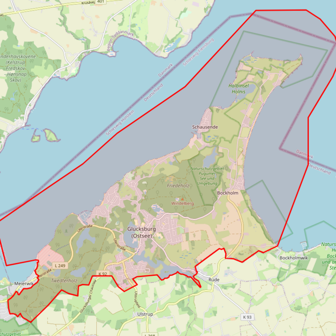 Ansicht des Netzgebeites der Stadtwerke Flensburg in Glücksburg