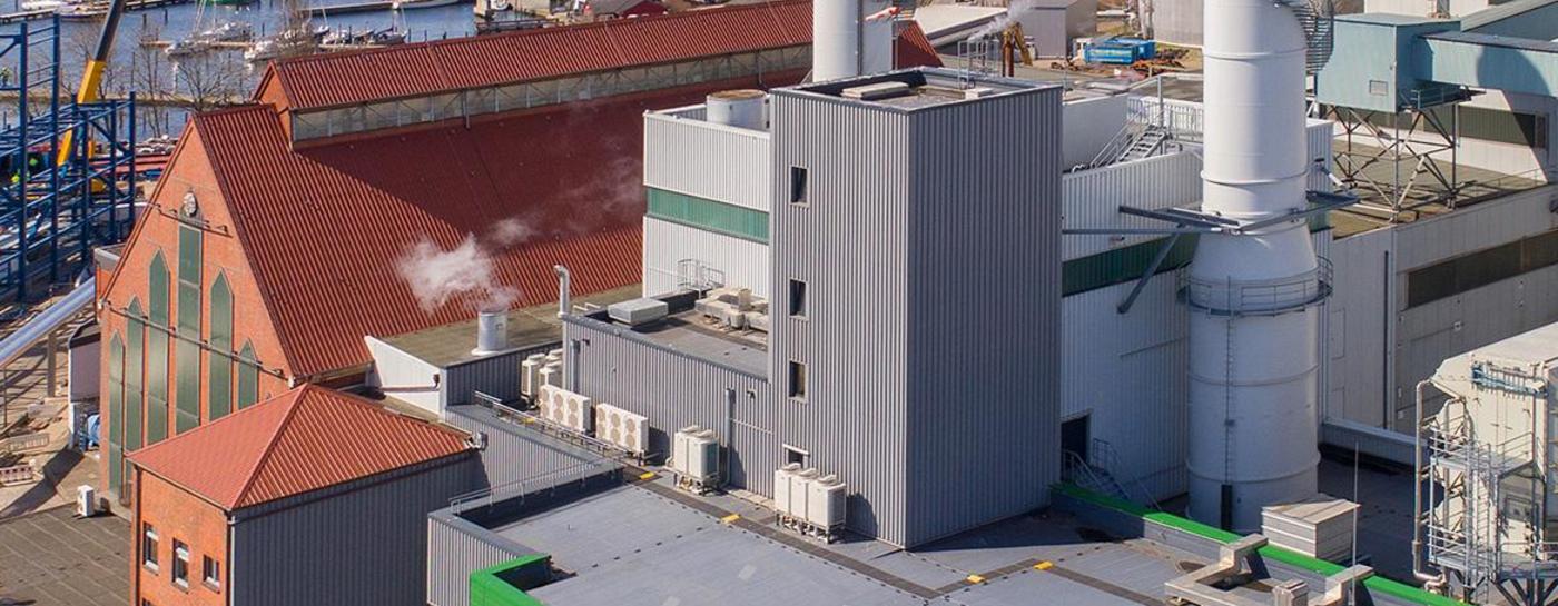 Luftbild vom Kraftwerk Kessel 13 im Bau