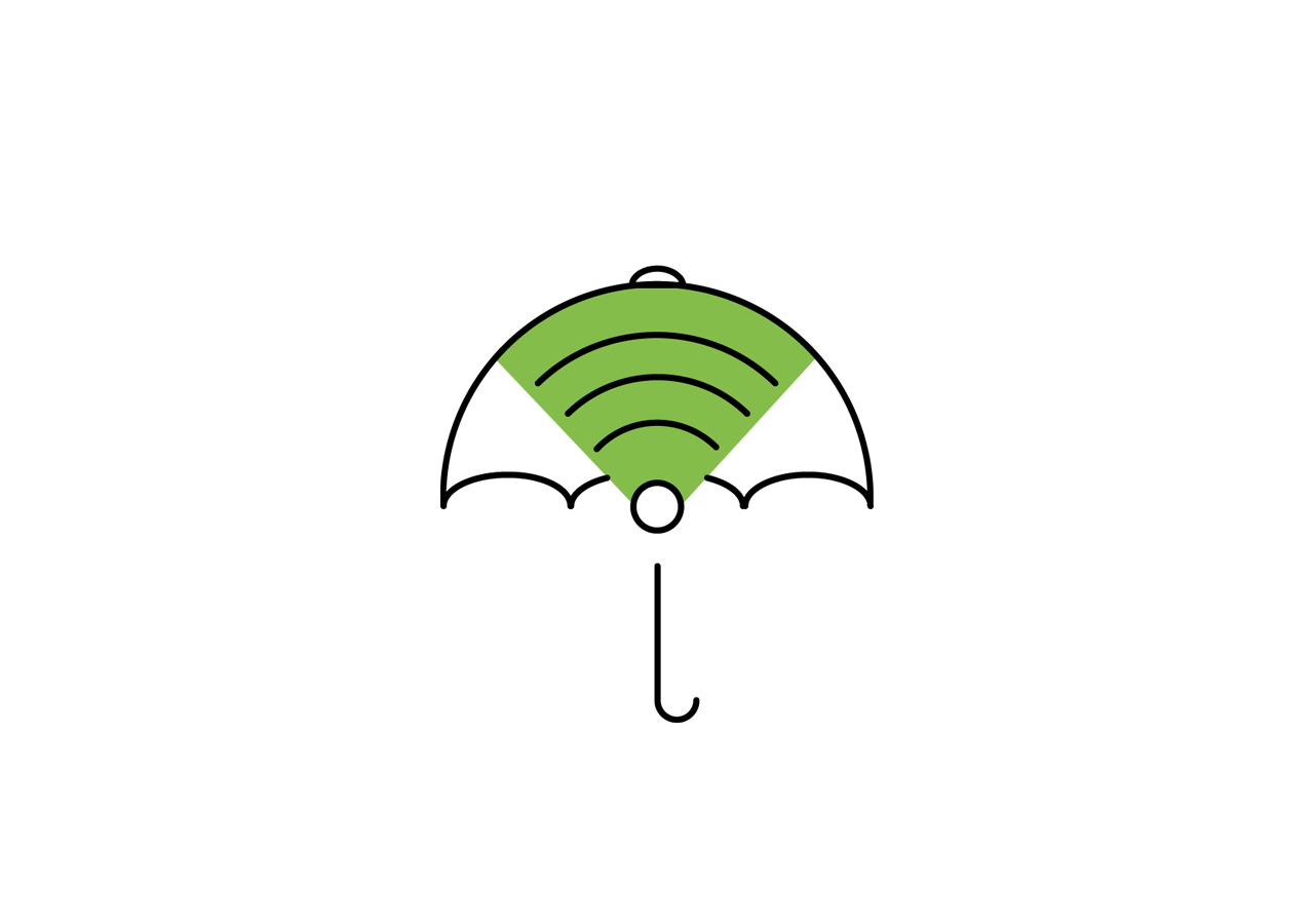 Icon: WLAN-Symbol im Regenschirm
